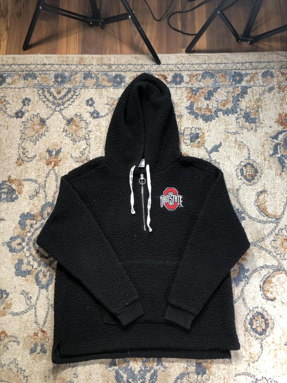 Ohio State Buckeyes Hoodie Sweatshirt Womens Large Black NCAA Football PINK
